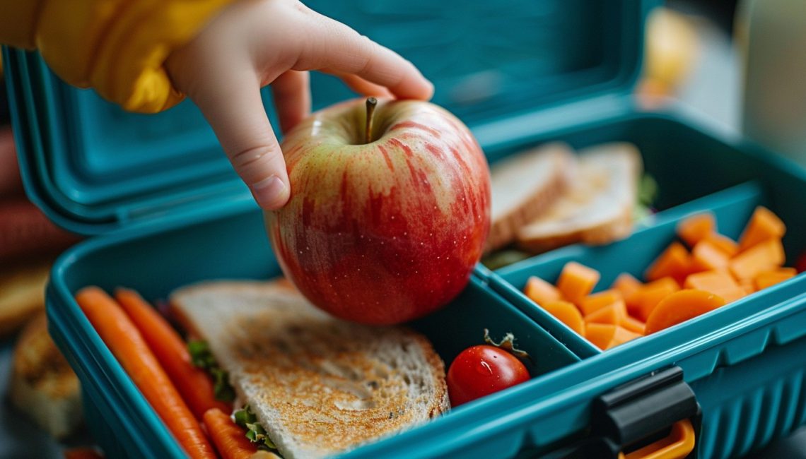 Lunchbox z wieloma przegródkami, idealny do oddzielania różnych rodzajów jedzenia, zapewniający organizację posiłków.